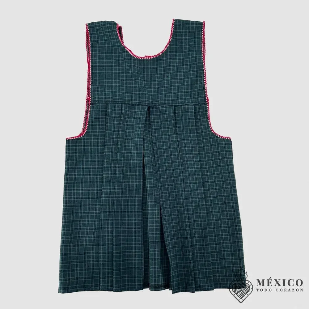 Traditional Mexican Cross-Stitch Embroidered Apron – Deluxe Artisan Smock Style